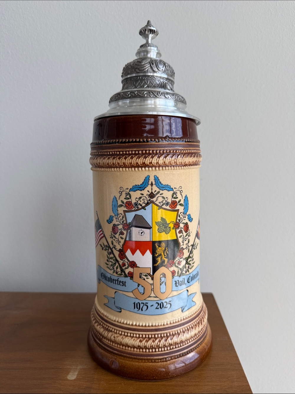 Vail Oktoberfest 50th Anniversary Commemorative Beer Stein 1975-2025 Lidded